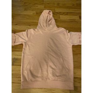 Zara, women's pink cotton pullover hooded short sleeve sweater size medium